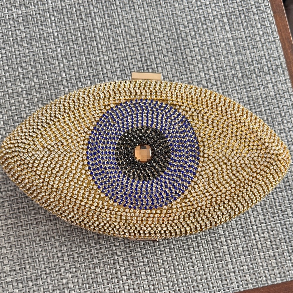 Gold and Blue Evil Eye Clutch
